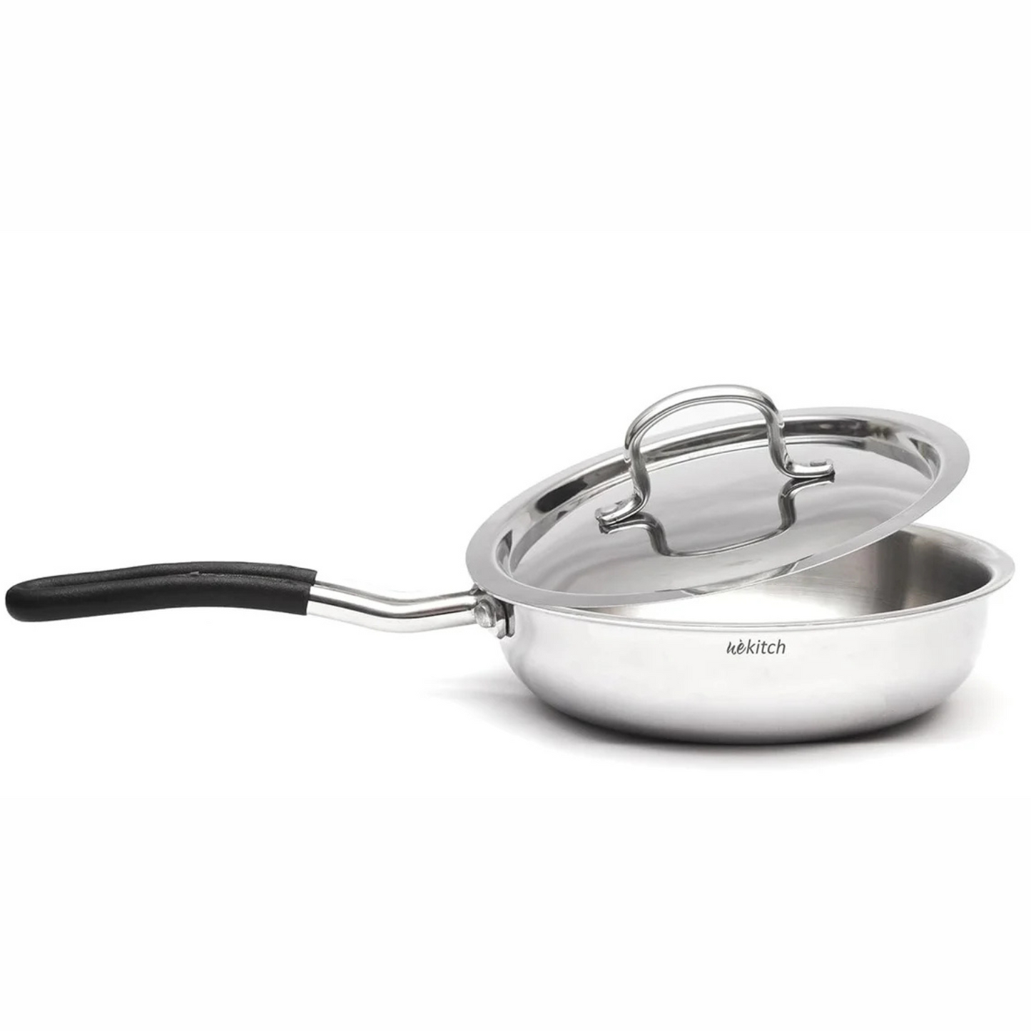 Premium stainless steel fry pan in India – induction & gas compatible, mirror finish, easy to clean