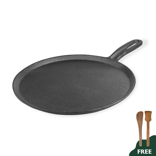 Wekitch Pre-Seasoned Cast Iron Dosa Tawa – 29 cm (11.4 Inch), 2.5 kg |Tawa for Dosa, Roti, Chapati & Paratha | Heavy-Duty Iron Cookware with Handle | Gas & Induction Compatible