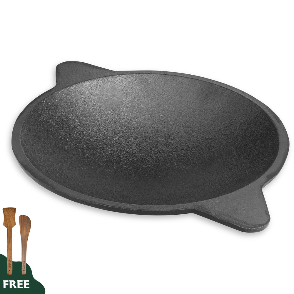 Wekitch Super Smooth Pre Seasoned Cast Iron Appachatti for Vellapam/Paalappam/Appam 23 cm 1.4kg