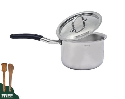 Wekitch Tri-Ply Stainless Steel Milk Pan | 18cm | Stay-Cool Handle | Food Safe & Durable | Even Heat Distribution | Induction & Gas Compatible