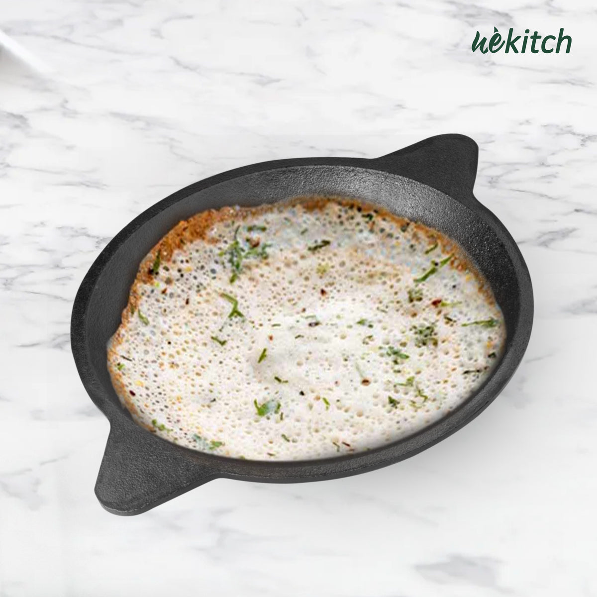Wekitch Super Smooth Pre Seasoned Cast Iron Appachatti for Vellapam/Paalappam/Appam 23 cm 1.4kg