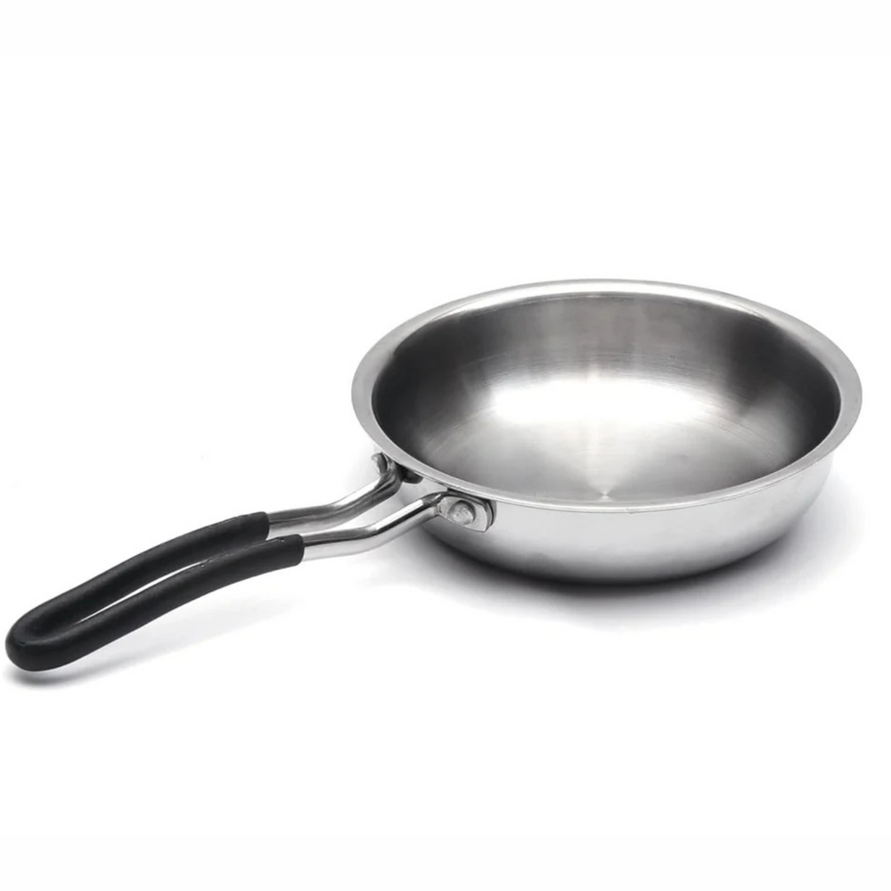 Wekitch Tri-Ply Stainless Steel Fry Pan with Lid | 2.1L | Induction & Gas Compatible | Mirror Finish | Easy to Clean
