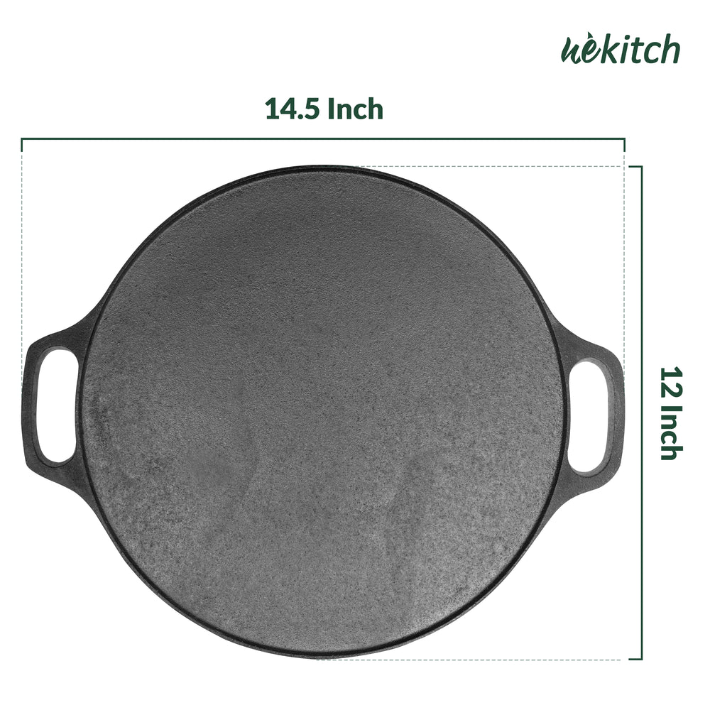 Wekitch Pre-Seasoned Cast Iron Tawa | 31cm, 2.5kg | Induction Friendly | Nonstick & Toxin-Free | No Chemical Coating | Perfect for Dosa/Chapati