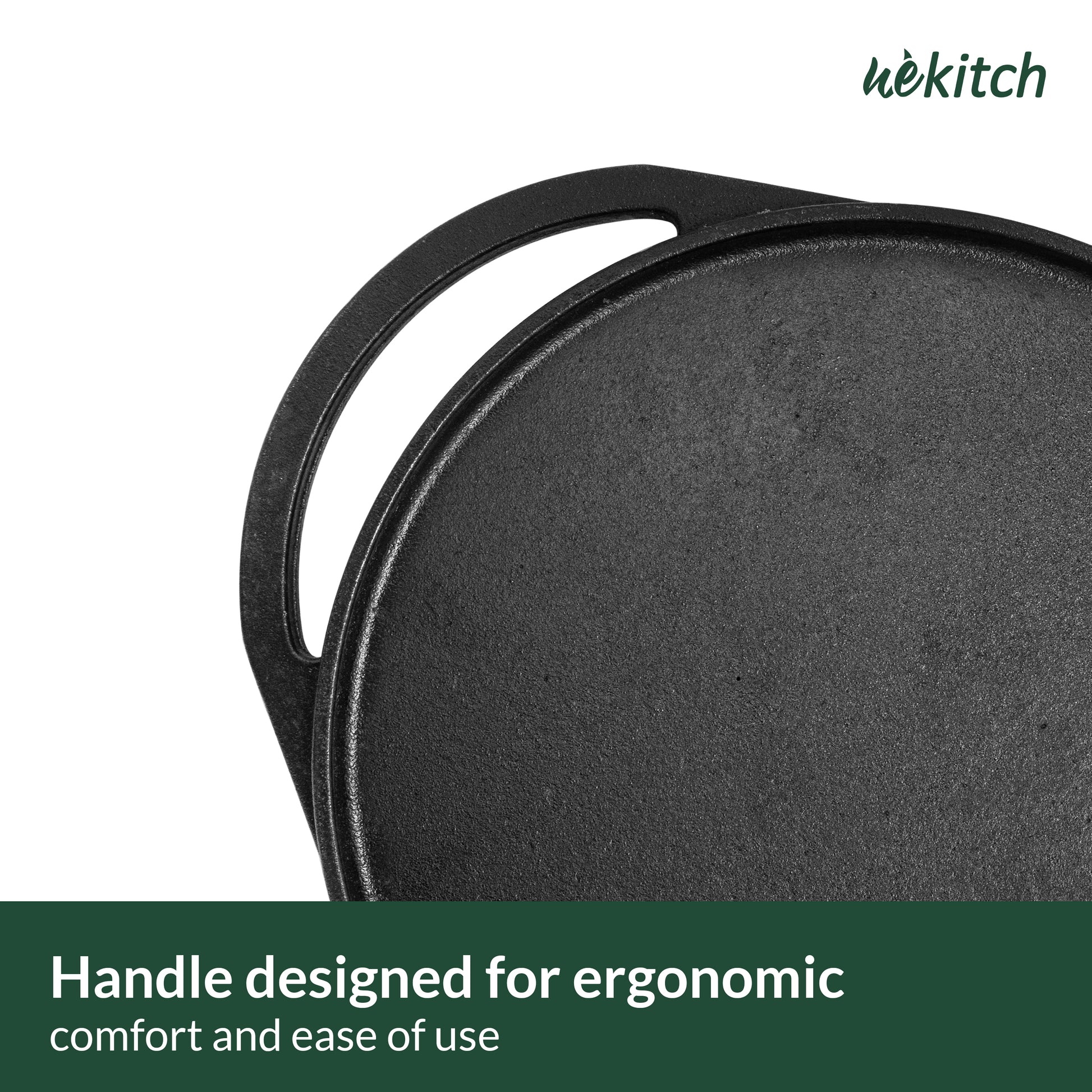 Wekitch Cast Iron Grill Pan 40cm BBQ Tawa for Gas Induction